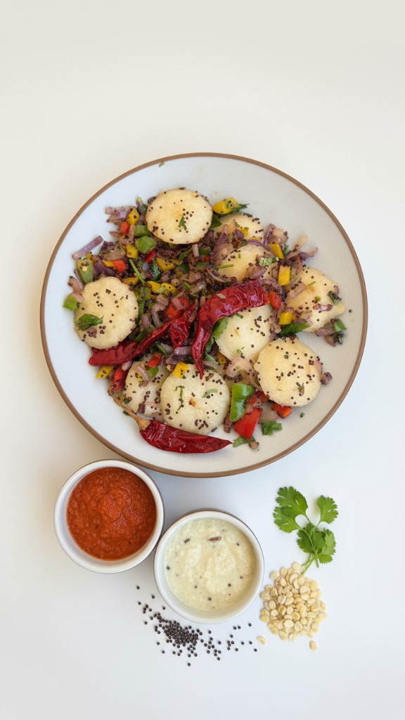 Masala idli with chutneys