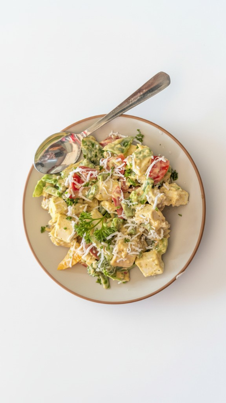 Veg protein bowl with paneer and fresh herbs