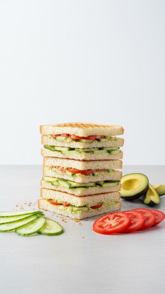 Fresh vegetable sandwich stack