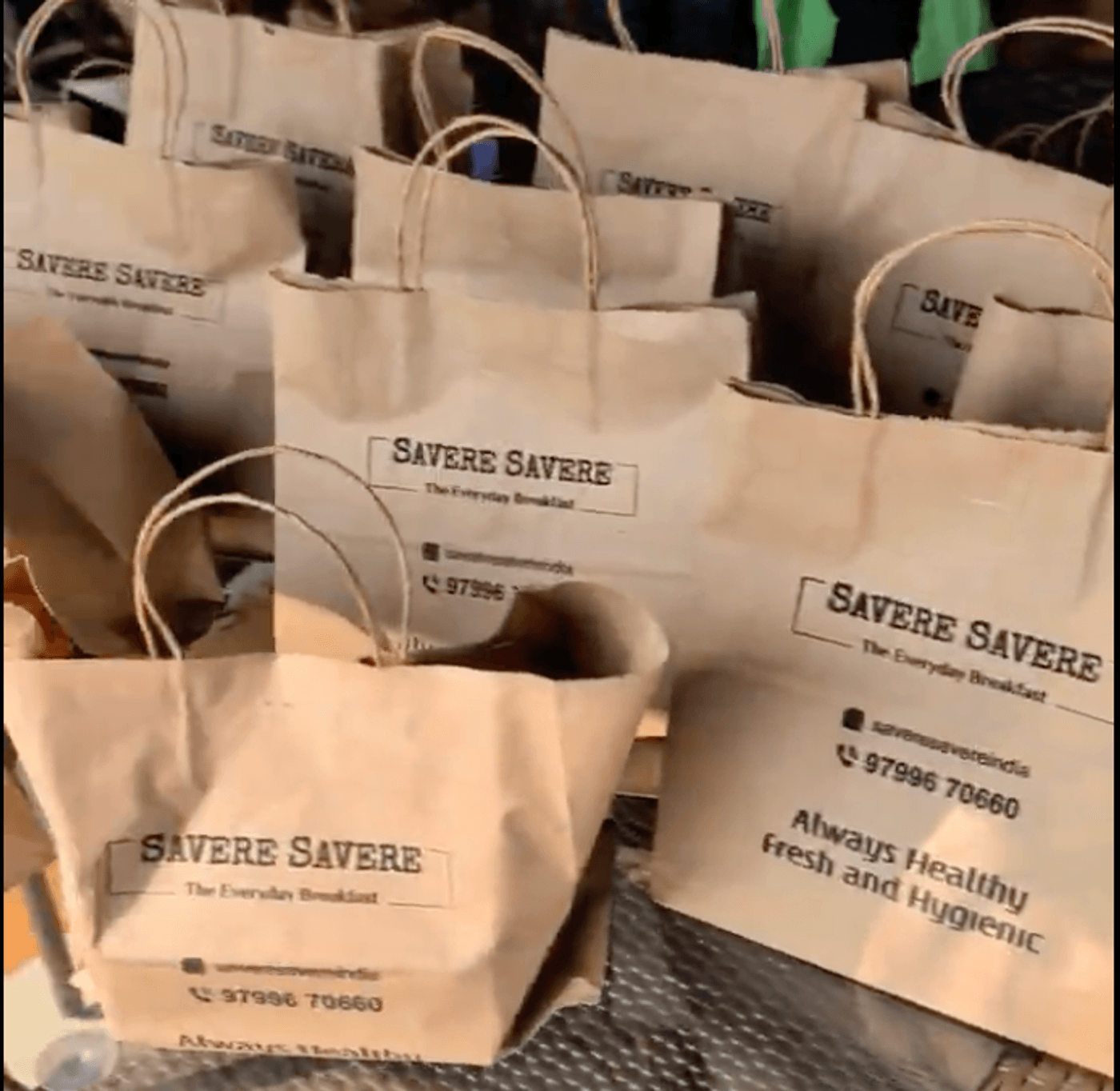 Savere Savere branded kraft paper bags — The Everyday Breakfast, healthy fresh and hygienic