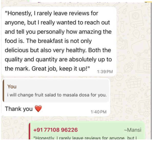 Mansi: delicious, healthy breakfast — quality and quantity up to the mark