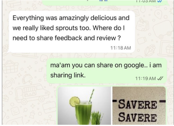 WhatsApp review: amazingly delicious food and sprouts